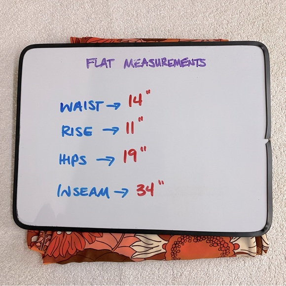 Zara Retro Vintage Orange Flower Print High Rise Flare Leg Pants M - Picture 4 of 16